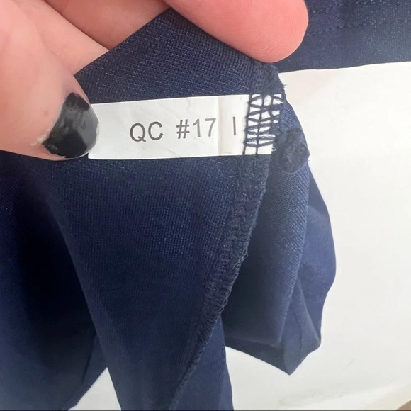 Liddy Crossover Hem Tunic Blouse Navy Blue Jersey L-XL Stretchy - Picture 3 of 6